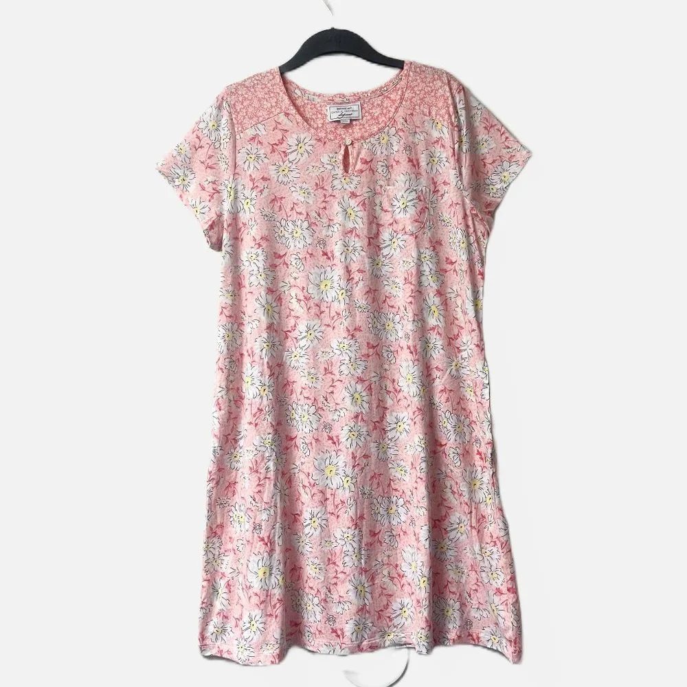 NEW! Carole Hochman Meadow Floral 100% Cotton 2-Pack Sleepshirts Large (Orange) - Picture 7 of 15